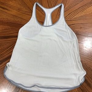 Lululemon cream and grey stripe workout tank